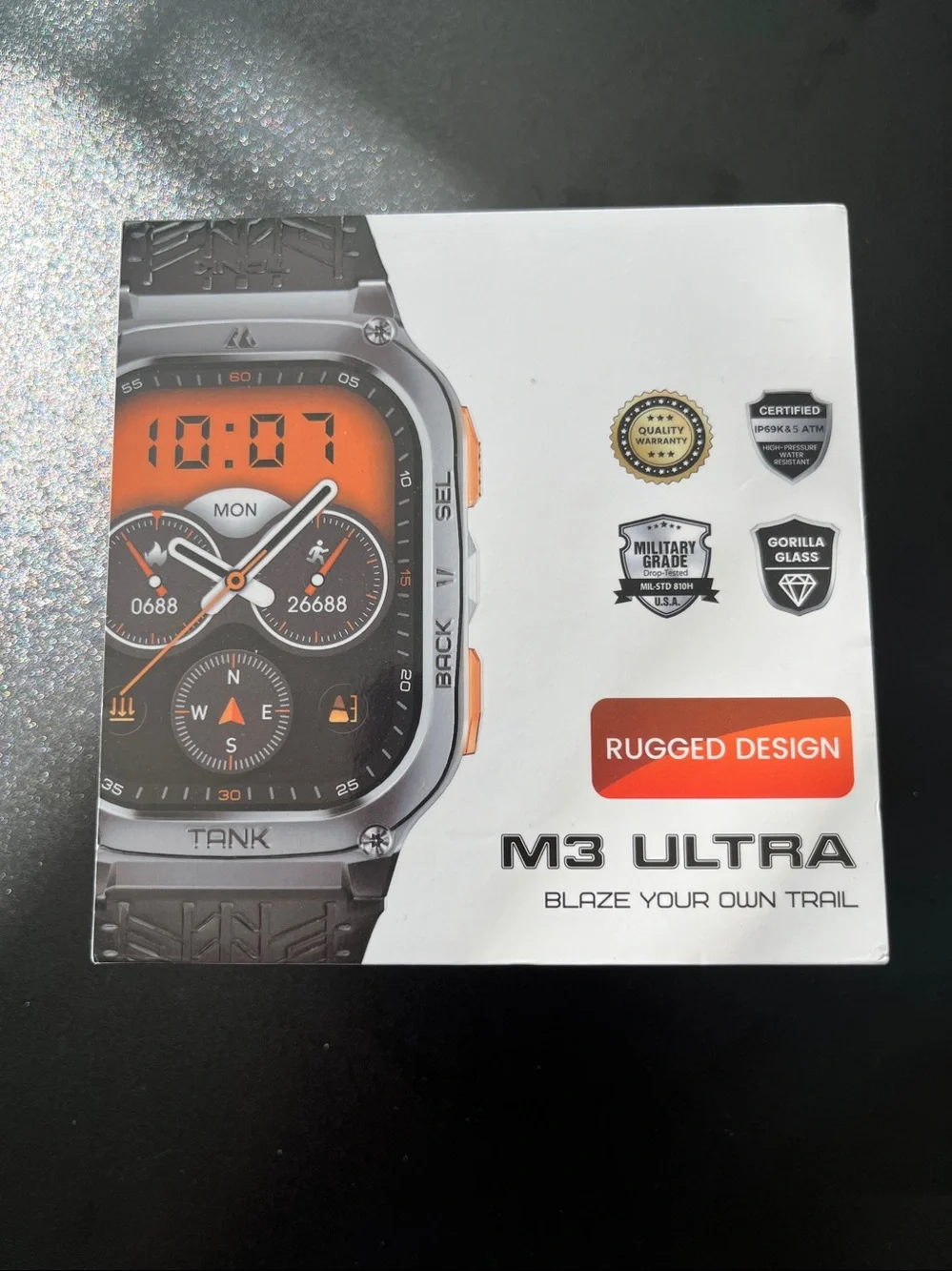 KOSPET TANK M3 Ultra Smartwatch Stainless Steel Body Black, USED.